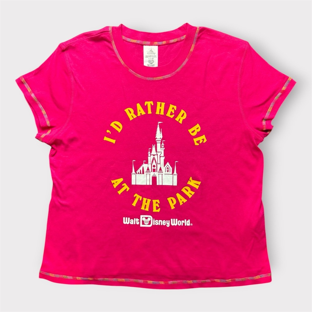 Walt Disney World‎ Pink I'd Rather Be At The Park Castle Graphic T-Shirt XL